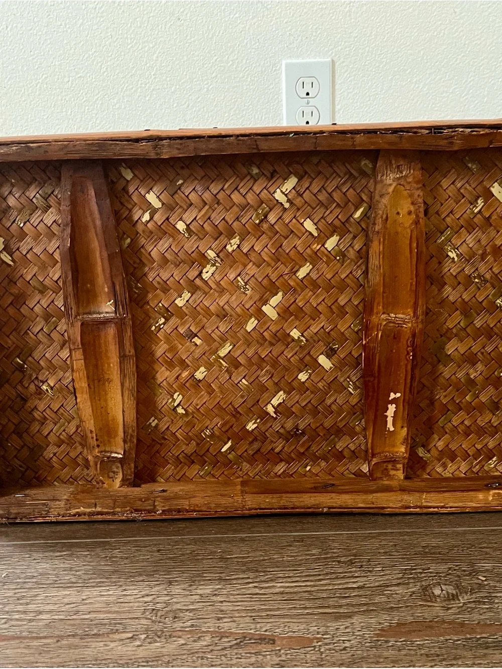 Woven Bamboo And Cane Rattan Storage Trunk Box W 12, L 19, H 10 Inches